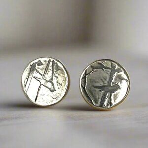 Bird & Tree Sterling Silver Stud Earrings Womens Handmade Argentium Silver